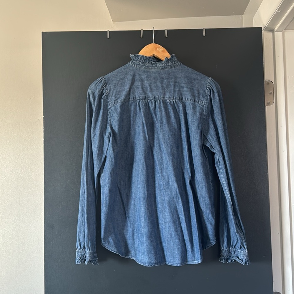 Loft Ruffled Chambray Button Down - image 2